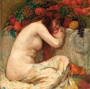 Femme Nue Mangeant Un Fruit by Leon Francois Comerre