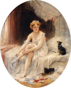 Petite Femme Mettant Ses Bas
