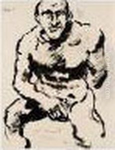 Sitzender Mannlicher Akt (seated Male Nude) by Lovis (Franz Heinrich Louis) Corinth