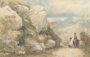 Travellers On A Road, North Wales by David I Cox