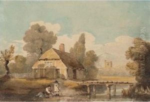 Cottage By A Stream by David I Cox
