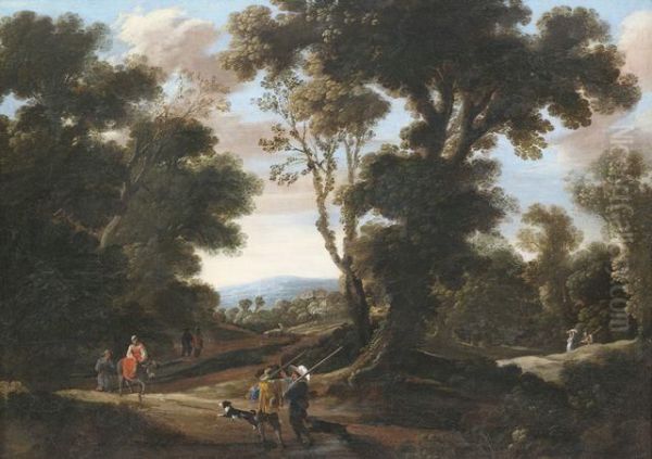 Waldlandschaft Mit Reisenden Und Jagern - view 1
