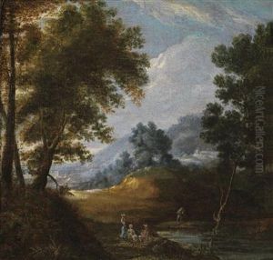A Mountain Landscape With Travellers Near Astreamlet