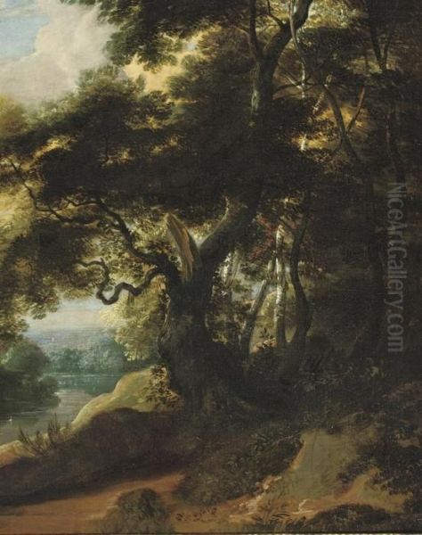 A River Landscape With An Entrance To A Wood - view 1