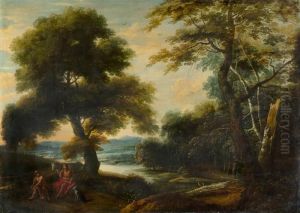 River And Woodland With Mercury And Argus by Jacques D Arthois