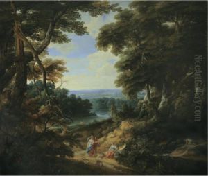 Landscape With A Castle And Figures by Jacques D Arthois