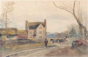 A Farmer With A Cart And Horses By A Farm Cottage by Peter de Wint