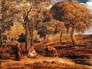 Landscape with Family Group possibly The Rest on the Flight into Egypt by John Linnell