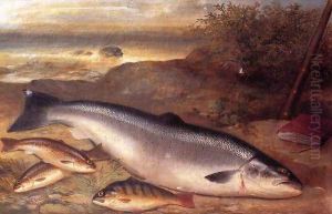 Still Life of Fish by Gustave Joseph Cheret