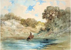 Cavalier Abreuvant Son Cheval