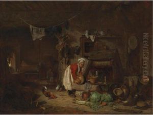 Interior De Ferme Dans Le Berry by Jules Dupre