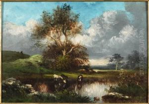 Dupre Vaches A La Mare by Jules Dupre