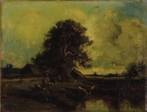 River Landscape With Cottage by Jules Dupre