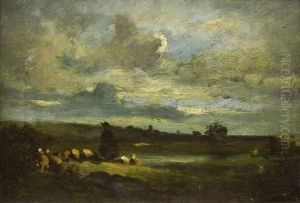 Bergere Et Ses Moutons by Jules Dupre