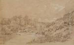 Riviere Bordee De Rochers by Jules Dupre