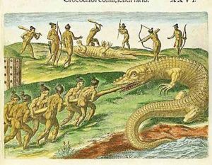 Hunting Crocodiles by Jacques le Moyne de Morgues