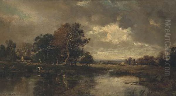A Washerwoman Before A Riverside Cottage - view 1