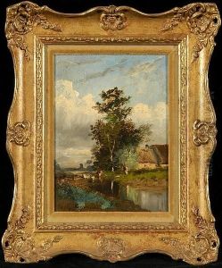 A French River Scene by Jules Dupre