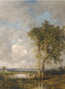 Cattle Grazing In A Meadow by Jules Dupre