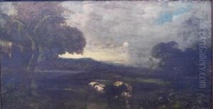 Cows At A Watering Hole by Jules Dupre