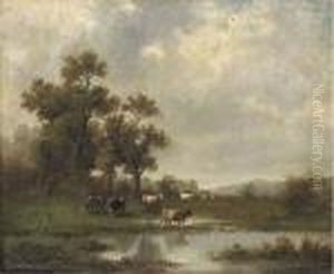 Cows In A Meadow by Jules Dupre