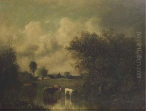 Vaches Au Bord De L'eau by Jules Dupre
