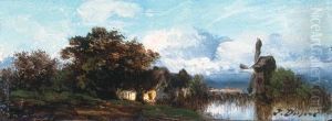 A Landscape With Windmill by Jules Dupre