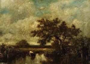 Trees In A Marsh by Jules Dupre
