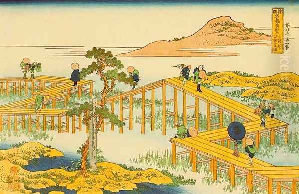 Ancient View of Yatsuhashi in Mikawa Province (Mikawa no Yatsuhashi no kozu) - view 1