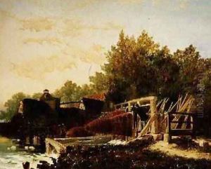 Bucks Damaged by Flood Mapledurham Berks Morning by Edmund John Niemann