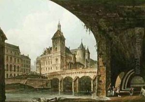 View of the PontauChange the Tour de lHorloge and the Conciergerie 1805 by John Claude Nattes