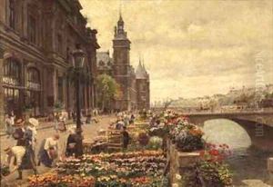 The Parisian Flower Market by Marie-Francois-Firmin Girard
