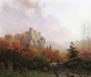 Summer: A Peasant on a Rocky Path, a Ruin in the Background by Alexander Joseph Daiwaille