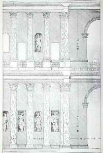 Roman Piazza, illustration from a facsimile copy of I Quattro Libri dell'Architettura written by Palladio, originally published 1570 by Andrea Palladio