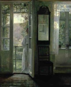 Girl Standing on a Balcony by Carl Vilhelm Holsoe