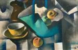 Panier Bleu, Fruits Et Boite Jaune, 1920-21 by Paul-Elie Gernez
