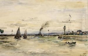 Elie Honfleur Aquarelle Signee by Paul-Elie Gernez