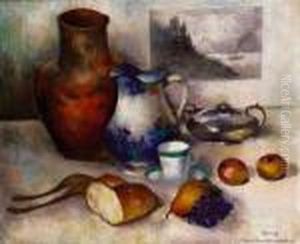 Entablement Et Peinture Representant L'estuaire, Circa 1920 Entablement Et Peinture Representant L'estuaire, Circa 1920