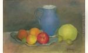 Nature Morte Aux Pommes Et Pichet Bleu by Paul-Elie Gernez