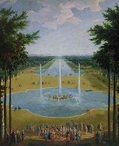View of the Bassin dApollon in the gardens of Versailles 1713 by Pierre-Denis Martin
