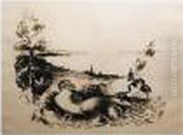 Femme Nue Couchee Devant L'estuaire - view 1
