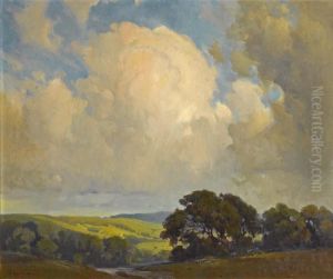 Oaks And Rolling Hills Under Billowing Clouds