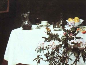 Still Life- The Corner of a Table 1873 by Ignace Henri Jean Fantin-Latour