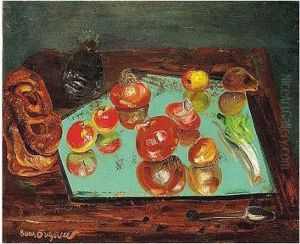 Still Life With Apples, Vegetables And Bread by Boris Dmitrievich Grigoriev