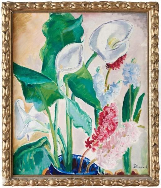 Blomsterstilleben Med Kallor Och Hyacinter - view 1