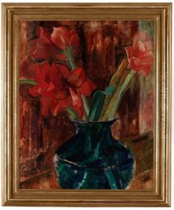 Amaryllis I Bla Vas. Signerad Grunewald Och Daterad Mars 1940
