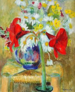 Stilleben Med Amarylis Och Sommarblommor