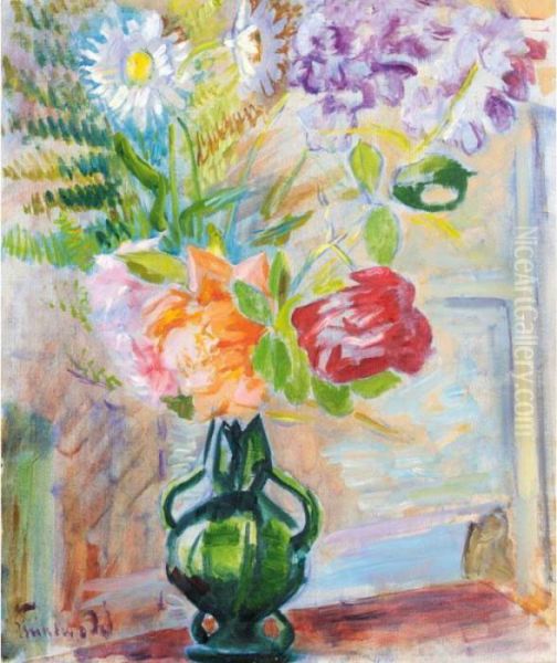 Blomsterstilleben (still Life Of Flowers In A Vase) by Isaac Grunewald