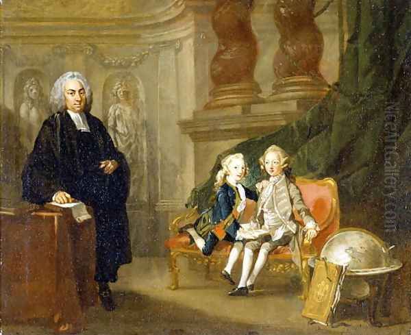 Prince George (1738-1820) and Prince Edward Augustus (1739-67) Sons of Frederick (1707-51) Prince of Wales, with their tutor Dr Francis Ayscough, c.1748-49 - view 1