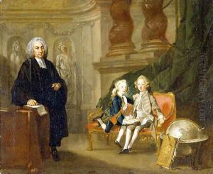Prince George (1738-1820) and Prince Edward Augustus (1739-67) Sons of Frederick (1707-51) Prince of Wales, with their tutor Dr Francis Ayscough, c.1748-49